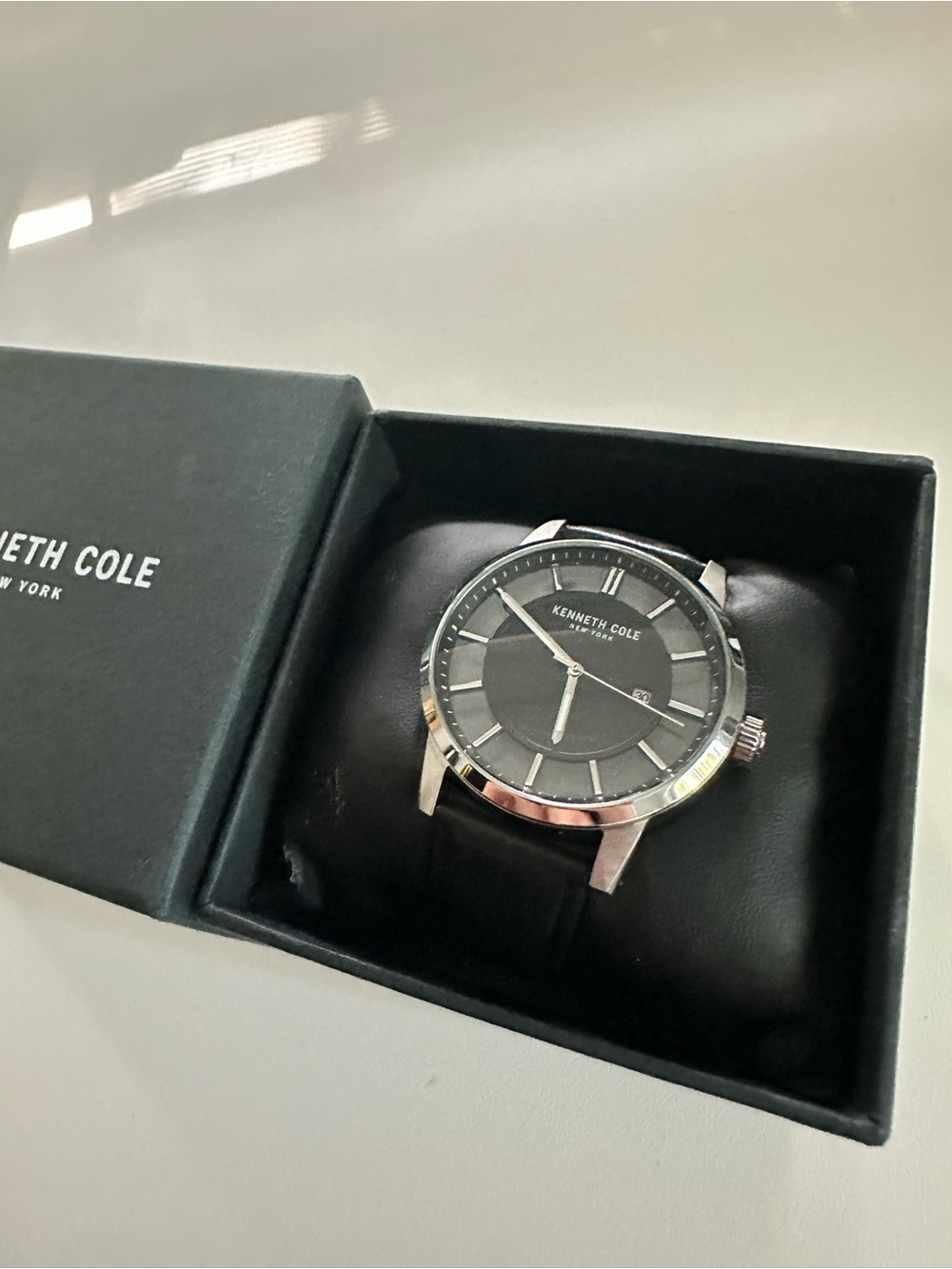 Kenneth Cole Silver-Tone Case Black Dial Men's Watch